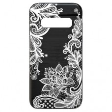 Capa para Samsung Galaxy S10 Case2you - Escovada Preta Renda Floral